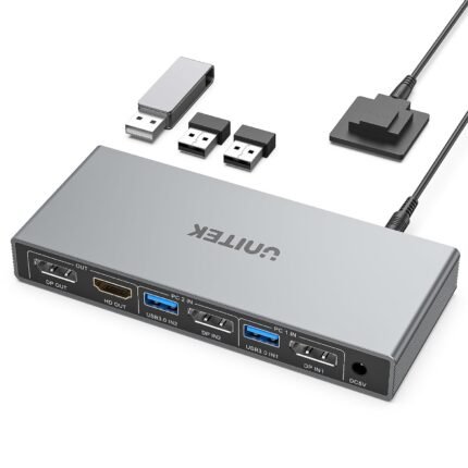 Unitek KVM Switch 2 Monitors 2 Computers DisplayPort Dual Monitor 4K 60Hz