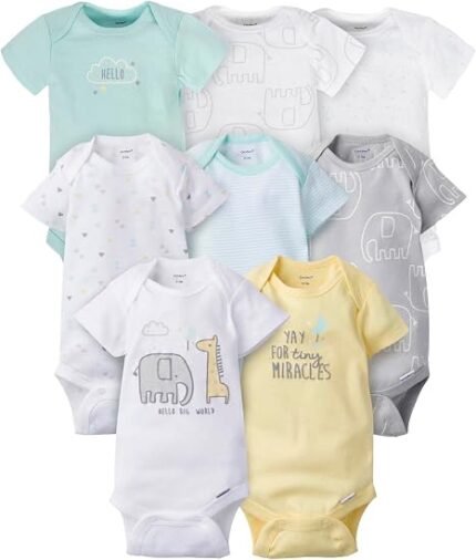 Gerber Baby Boys and Girls' 8-pack Short Sleeve Onesies Bodysuits
