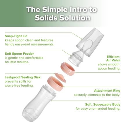 Haakaa Silicone Baby Food Dispensing Spoon Feeder 4oz,BPA Free,Peach
